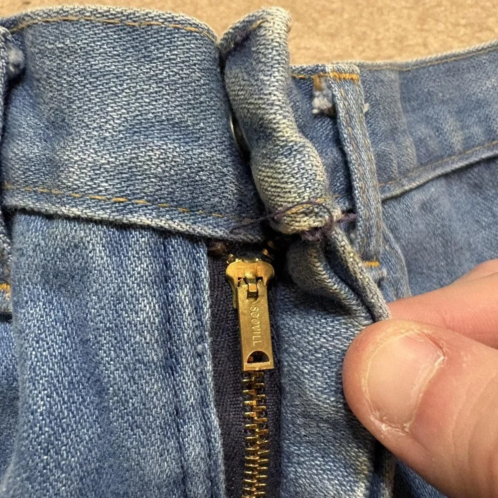 Vtg 70s Bell Bottom Jeans‎ Womens 26x28.5 Blue High Rise Flare Leg Denim Scovill